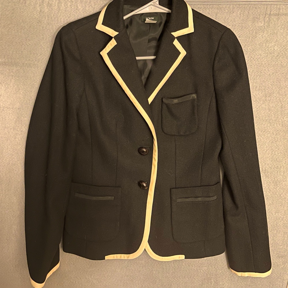 J. Crew Black Blazer with beige trim